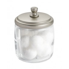 mDesign distributeur de coton – Boite a coton et coton-tige pratique – Pot a coton au design sobre – Matériau : verre résistant - B01FK4FQFE